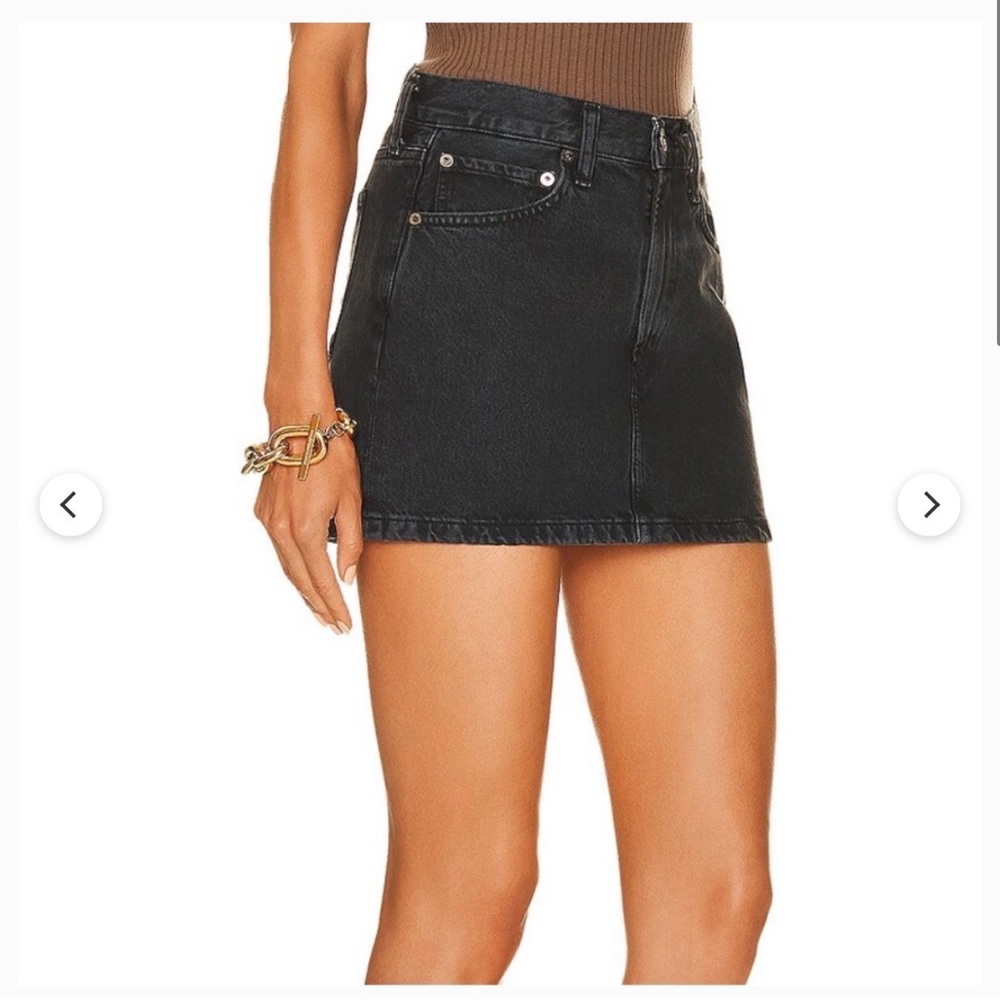 Agolde Liv Denim Mini Skirt; Black faded